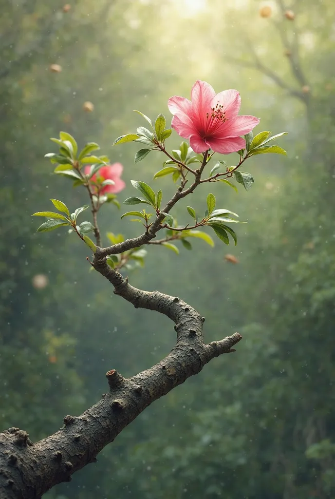 I wanted a short C-shaped branch, with delicate leaves and an Azalea at the tip 