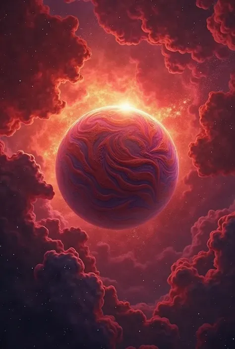 Animated wallpaper of a planet in the deep red galaxy