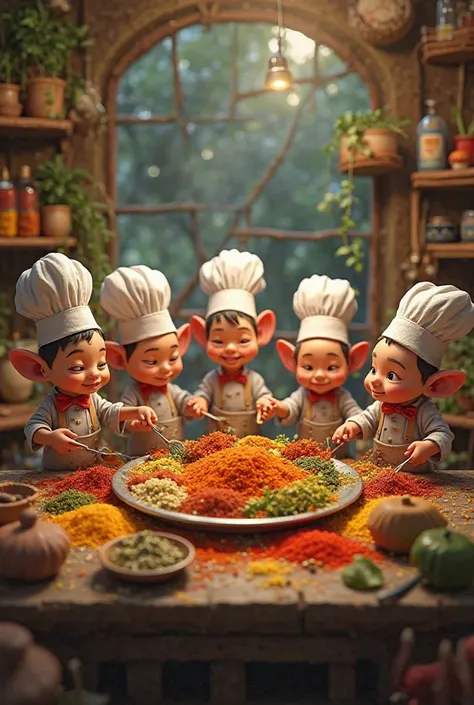 Add pygmy chefs with spices 