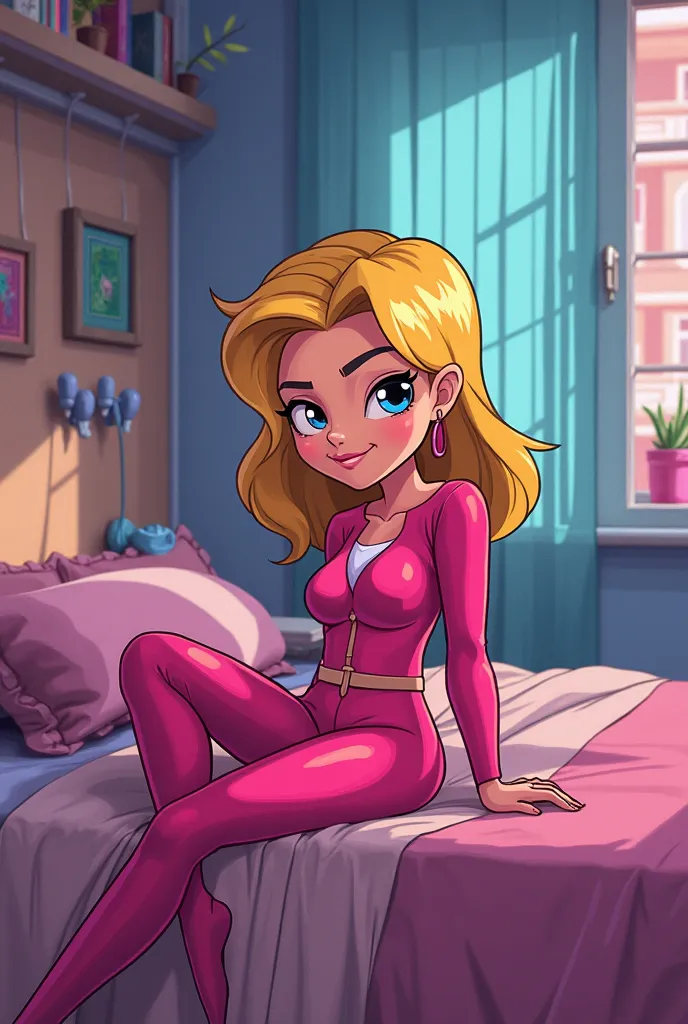 A garota do Cartoon totally spies sentada na cama