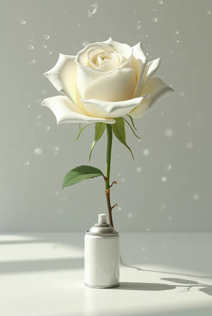 Create a photo of a white rose and a spray can positioned as if you were going to paint the rose white, porn, 8k, style, Camera Cannon style