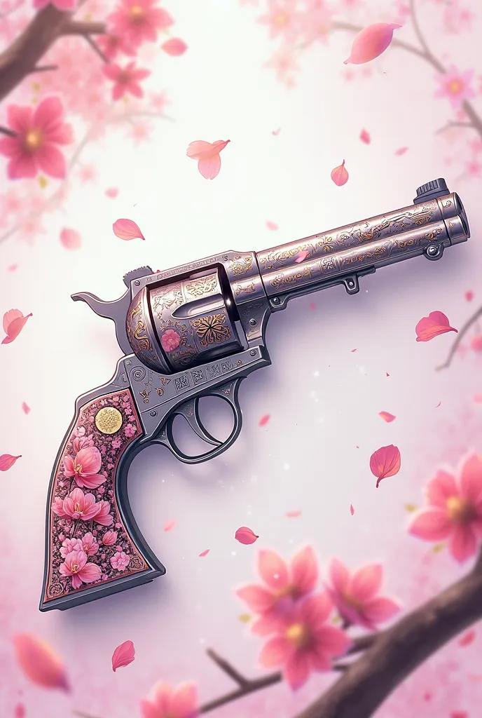 Create an anime revolver with a theme: March 8,  flowers, spring, anime magic revolver, interesting topic, The background is empty 