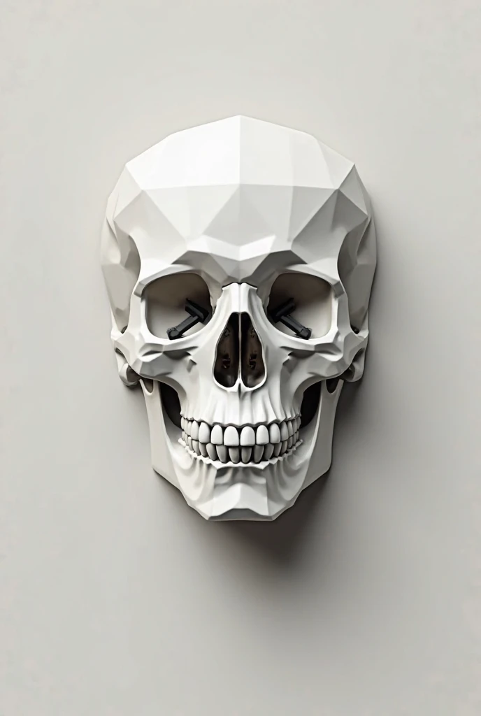 The head of a skeleton is drawn in the form of triangles
