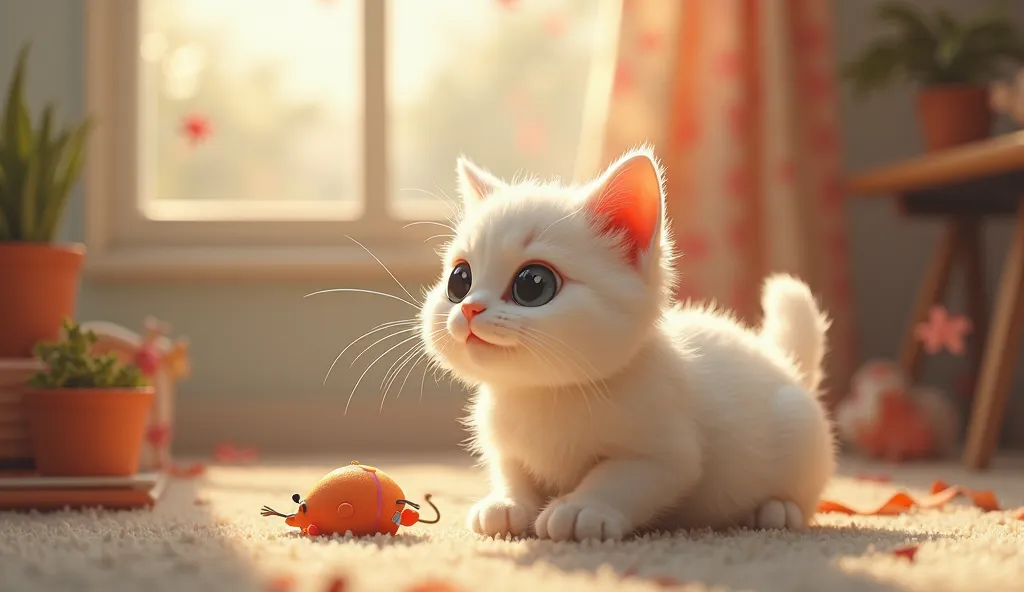 Raga Muffin is a white cat with fluffy fur that embodies cuteness. Every morning, it wakes up to sunlight streaming in, ready to explore its surroundings. During playtime, its joy while batting at a toy mouse is delightful to watch. However, mischief is ne...