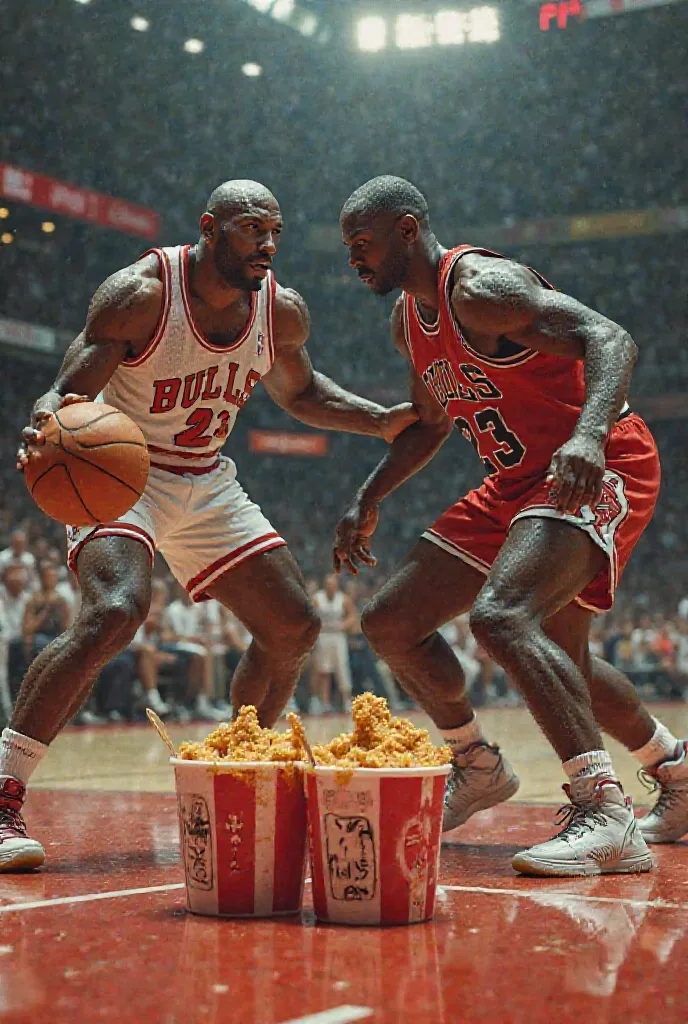 Get Karl Malone to fight Michael Jordan while they eat KFC