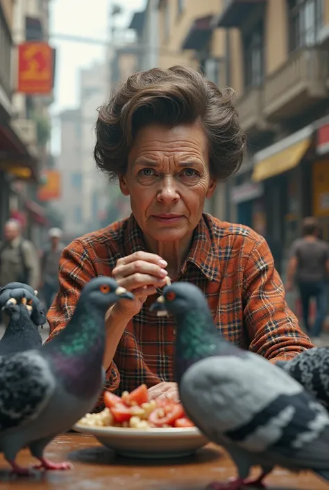 Super realistic image of Dilma Roussef eating pigeons in Osasco