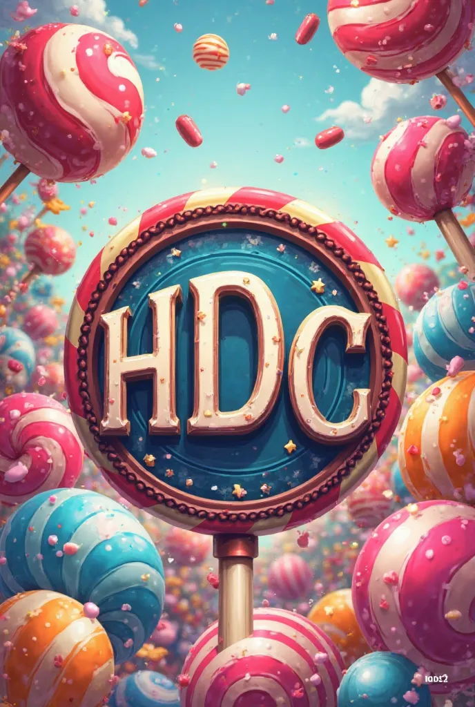 Barber shop logo that says HDC with a candy background 