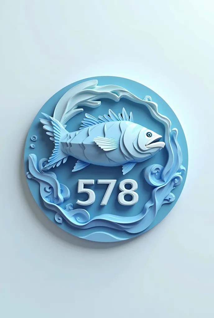 Create a 3D logo called 5878,CHEAP FISH,smoothly.fish themed barramudi