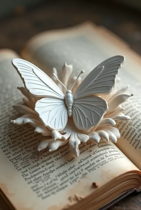 A marble butterfly breaking for a book cover