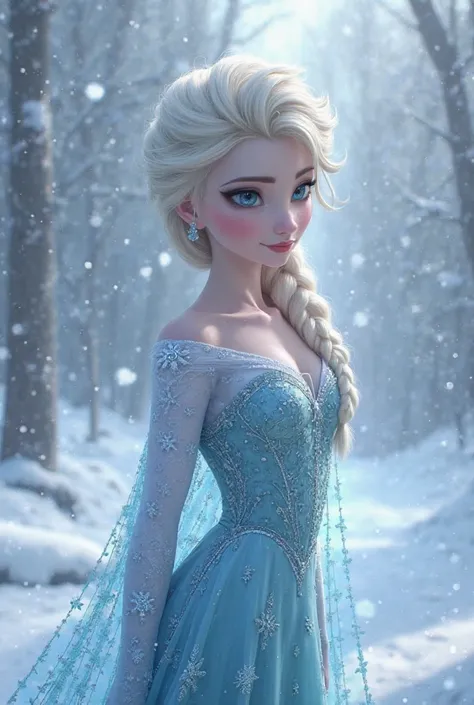 Elsa is wearing a tight-fitting dress