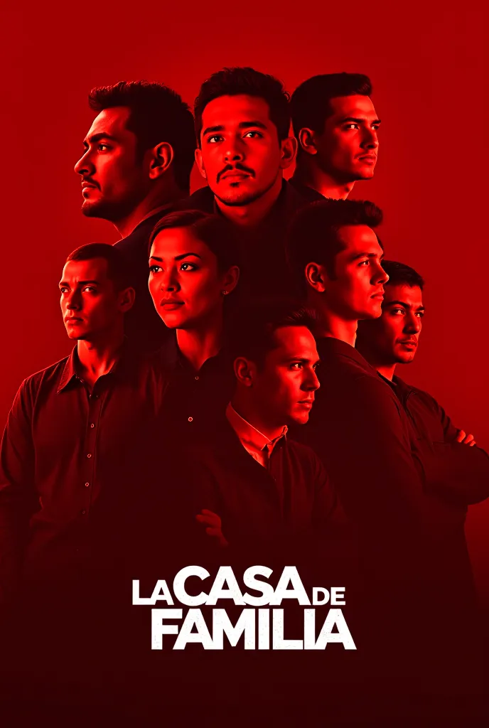 Poster of the series La casa de Papel en rouge de Degré (#d4202a) and white and replace the word papel with the word familia 