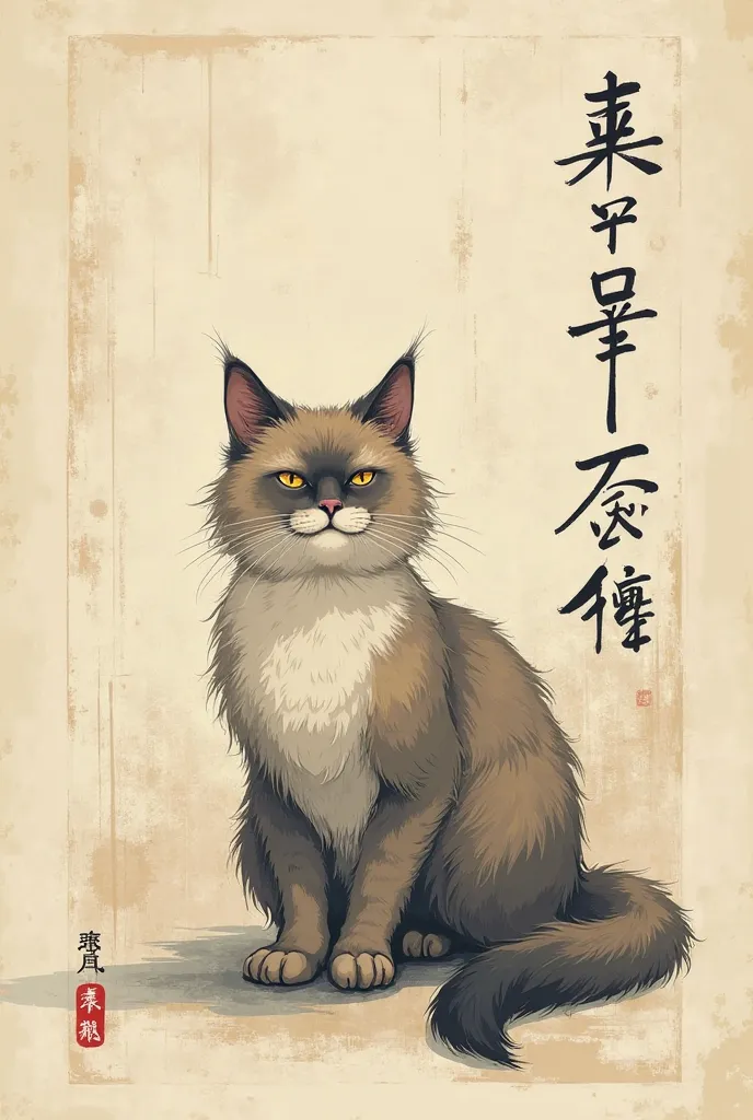 The cat must be an old Japanese art style drawing