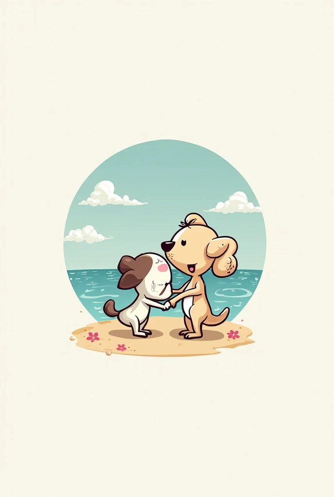 I want a logo depicting a dengo and affection to be used at the wedding, a logo depicting the meaning of the couple and related to the beach, this logo will be used for souvenirs gifts from the godparents and wedding details let's get married on the beach,...