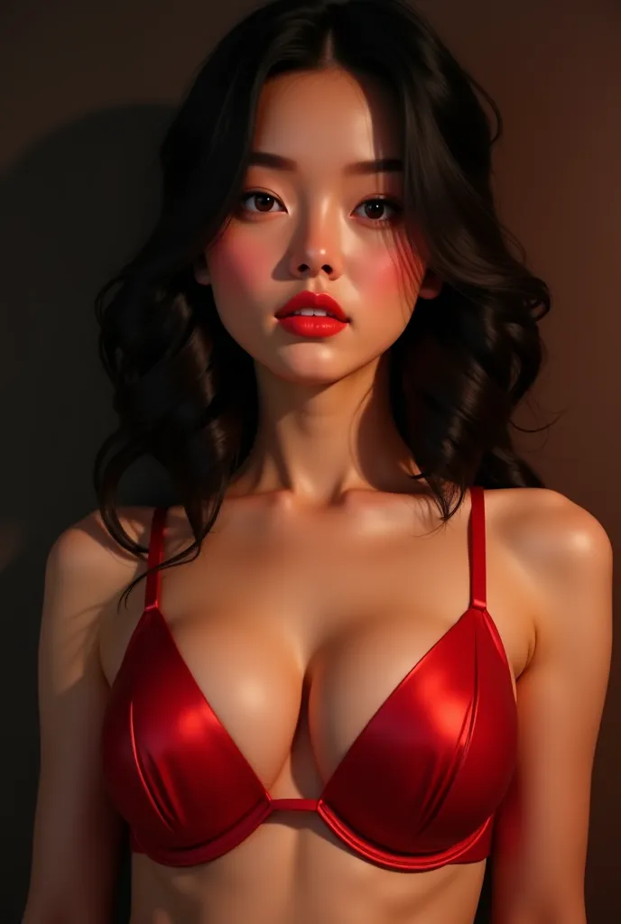 girl wearing red bra