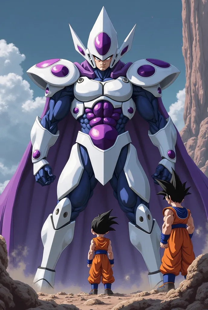 Freeza in its normal form , In their normal form he sees how Goku and Vegeta, in his hood anime style shōnenobserving a small