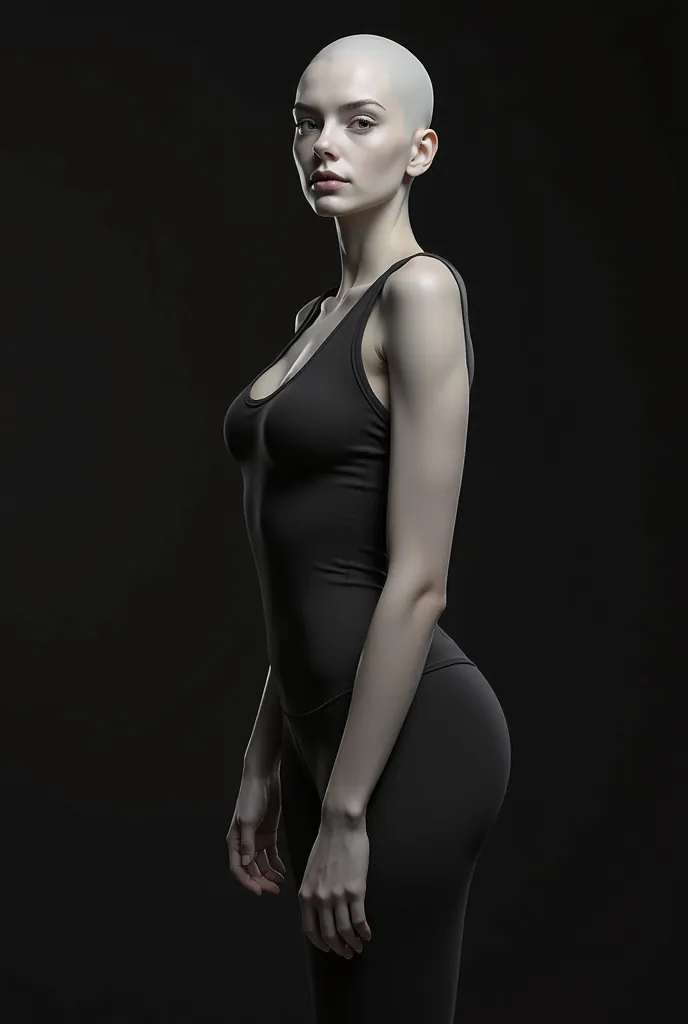 Make body with 92 cm shoulders and 85cm breast and 63cm abs and 95cm ass in girl with 50kg and 157cm height and she have white skin and sh is er with black clothes 