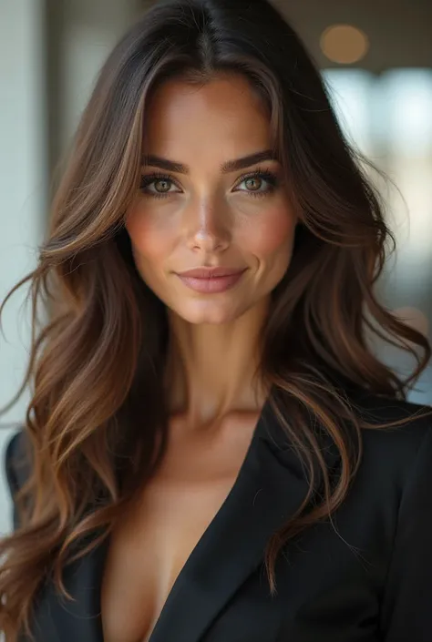 A very beautiful brunette woman from the job