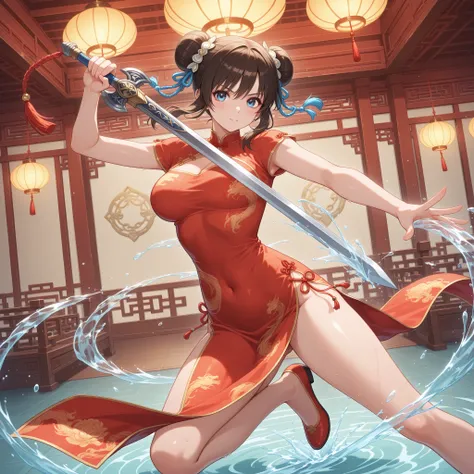 Xianghua (soul calibur) Sexy, in chinese dress, water dance,She holding sword