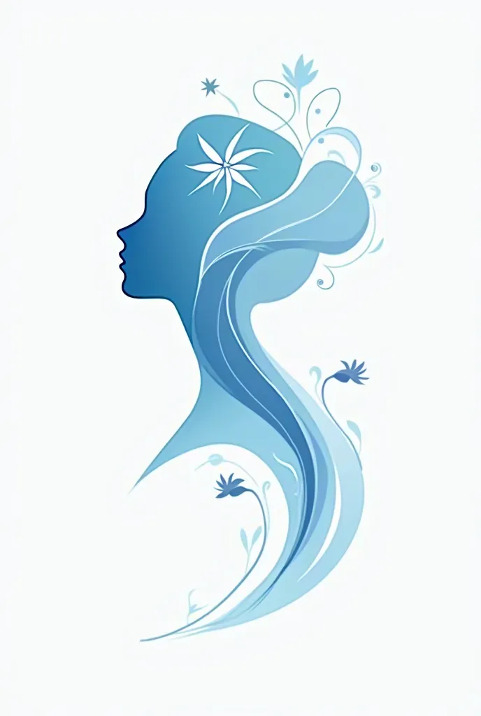 Logo for a spa in bright blue colors that highlights women's femininity and elegance