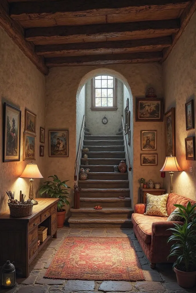 A small room at the bottom of the stairs