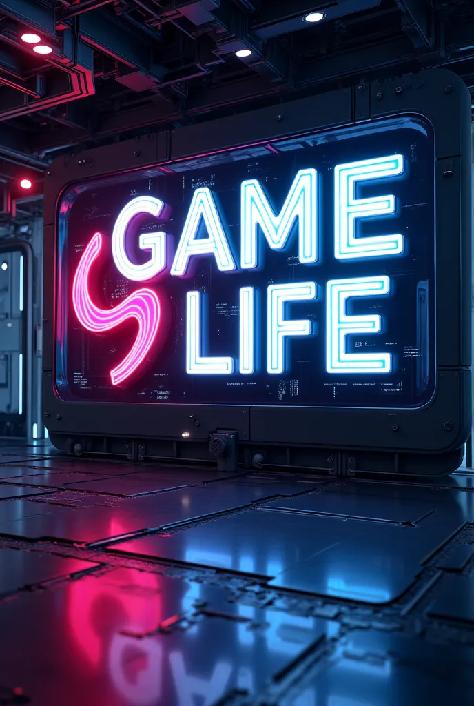 Make a beautiful sign in cyber design "Game Life"