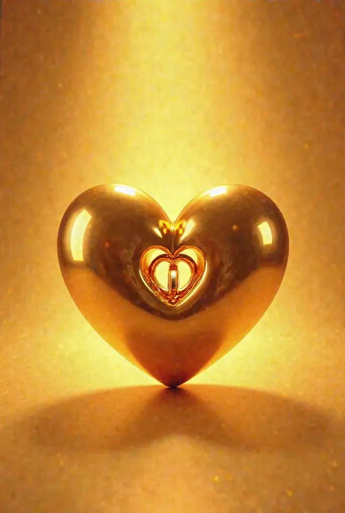 Make a shiny gold heart with a men's and a women's wedding ring 