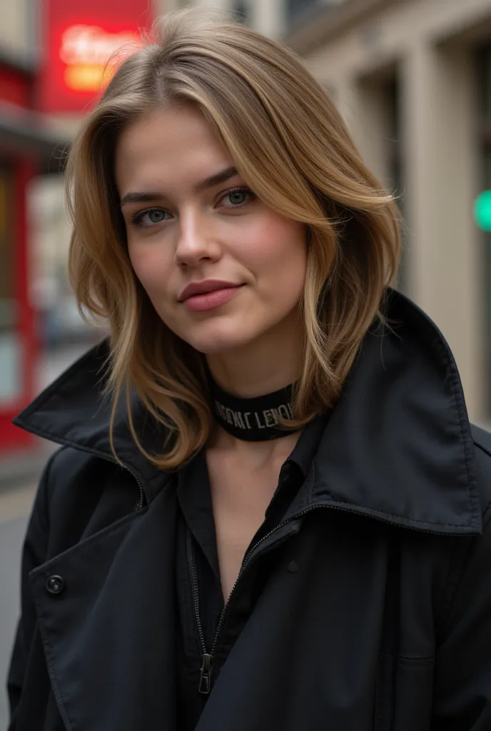 Camille Renard, a fat 26-year-old French woman with a captivating dual persona. She has a soft, round face with a warm, teasing smile and expressive, mischievous eyes. Her styled blond hair frames her features perfectly, complementing her pale, porcelain s...