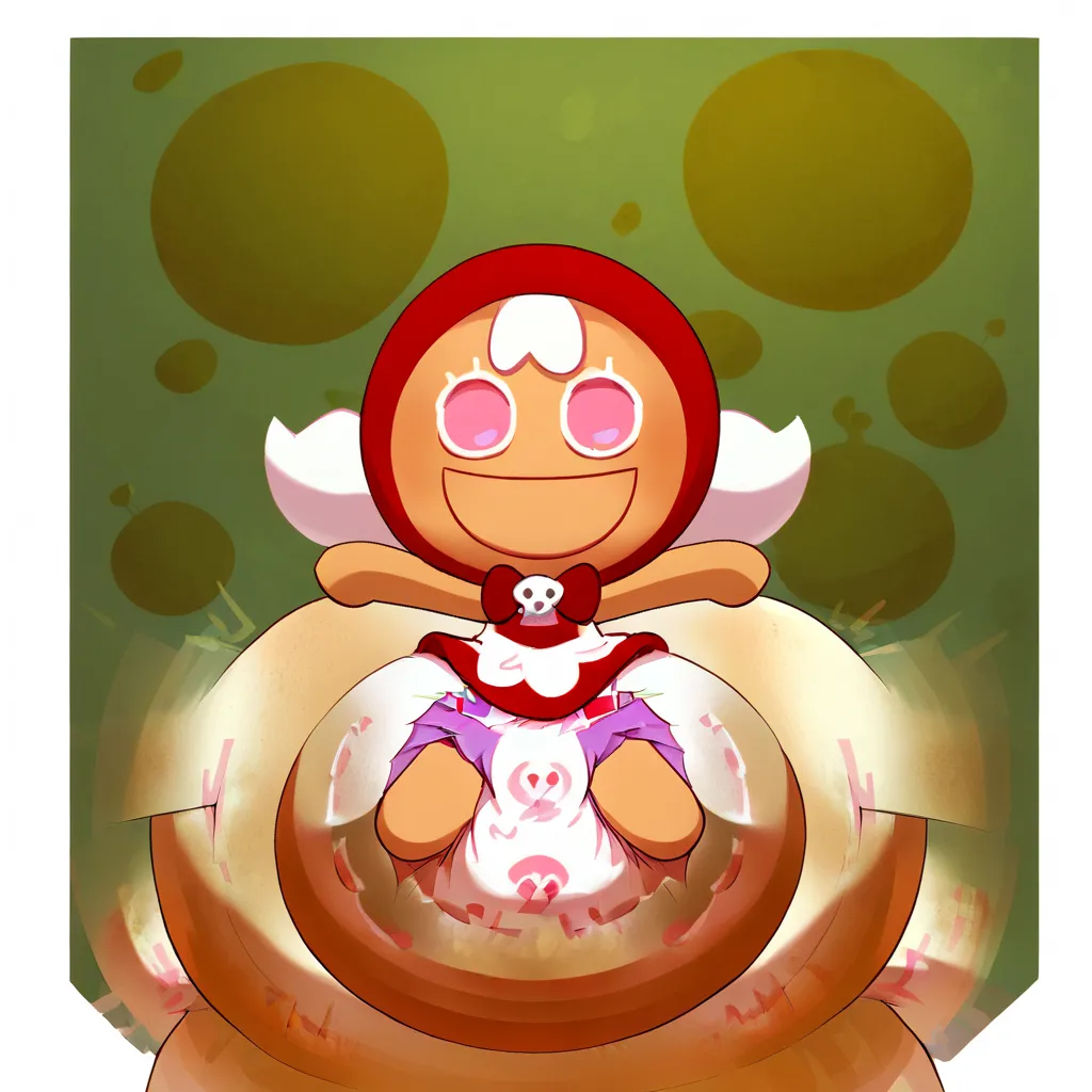 score_9_up, score_8_up, BREAK, CherryCookieRun, 1girl, solo, white hair, pink eyes, red hood, sleeveless dress, red dress, chibi, upper body, forest, smile, big hips, big diaper, messy diaper, enormous saggy bulging diaper, diaper keeps getting bigger and ...