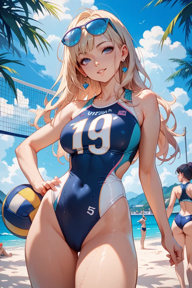 Volleyball in a sexy swimsuit