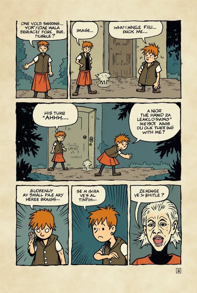 Page 3: El Terror del Tintin

Viñeta 1: The young man begins to walk faster, sweating. The whistle is heard louder.
sound: "FIIU... FIIU..."

Vignette 2: Suddenly, a small, pale hand grabs her arm. His face shows horror.
 young ( screaming): " AHHHH !"

Vi...