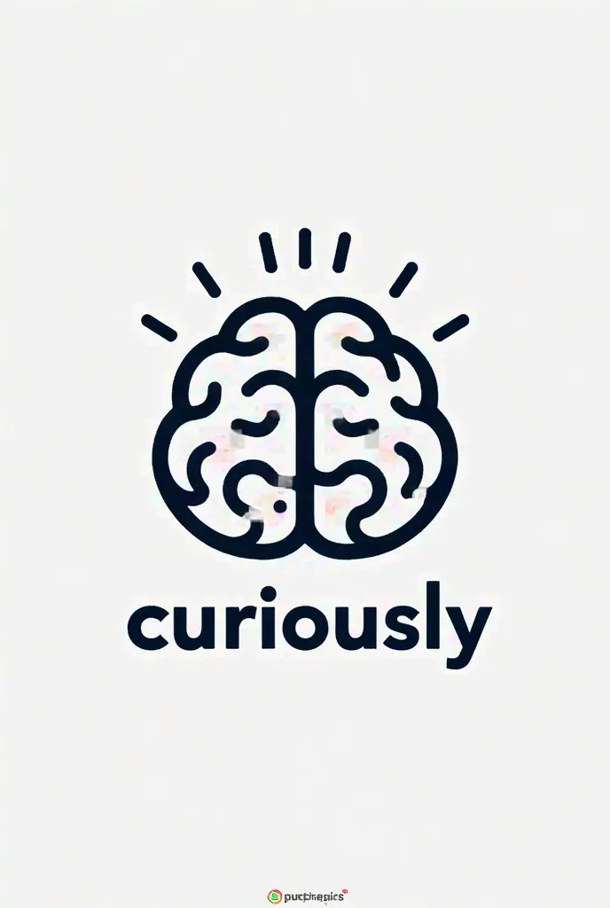 Make a logo that contains a brain and the word Curiously 