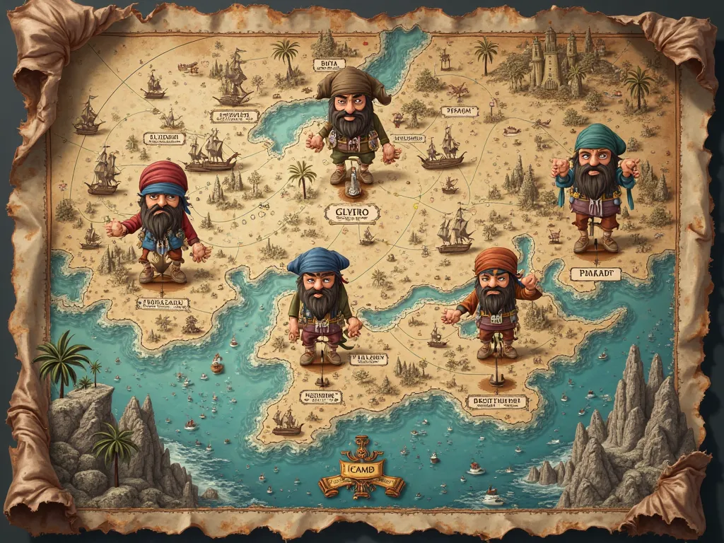 create one pirate map with the with these citys -GLYFADA-BRAHAMI-BOYLA-P.FALHRO-ALIMOS