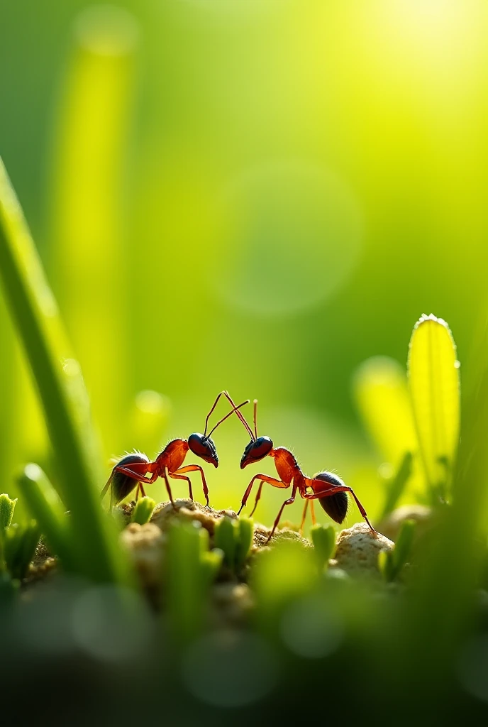 Two little ants walking 