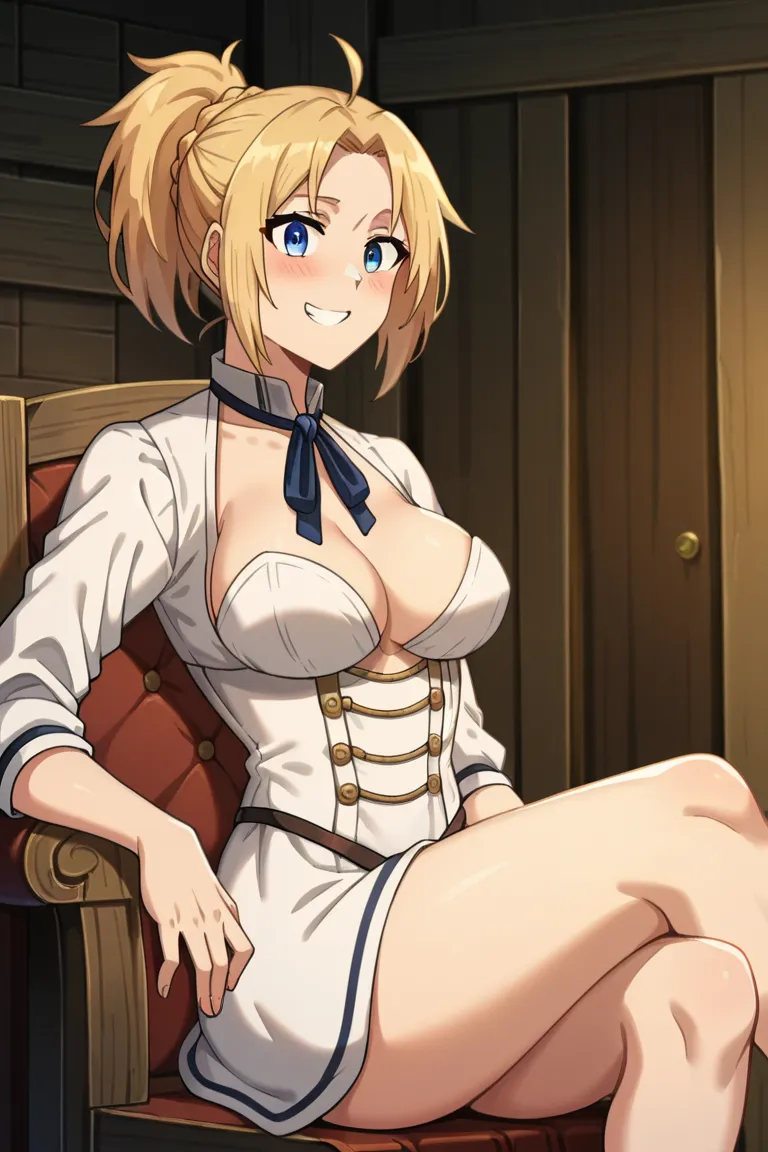 Source_anime,
Zenital gray mouse, blue eyes, blond hair, ponytail, ahoge, distributed fringe, detailed eyes, detailed mouth, defined nose, hands with 5 fingers detailed, medium breasts, well-defined breasts,  medium waist, BIG ASS, detailed ass, detailed f...