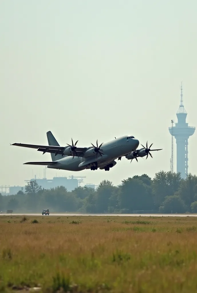 arafly designed airplane taking off from a runway with grass and trees, a portrait by Jeffrey Smith, shutterstock, hurufiyya, hercules brabazon, jetstream sam, maintenance photo, aircraft, strafing attack plane, navy, f 2 0, us airforce, 9 / 1Make backgrou...