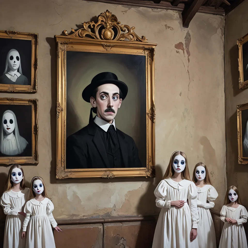  Portrait Gallery in a Haunted Castle .  The eyes of the painted figures seem to follow the visitors ,  your facial expressions change subtly .
 Question  :  take a picture ,  who captures a gallery filled with ghostly portraits of disturbing quality Easte...