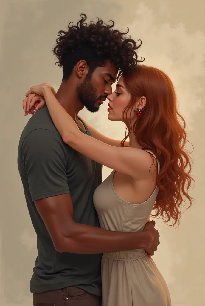 Let it be an embracing couple, men with type 4c curly hair and women with straight, copper-brown hair 