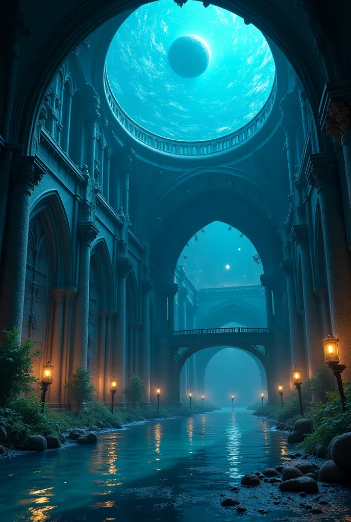 The city under the sea is an area that, despite being completely dark, is lit by lanterns, making the city full of light. The building of the school building is Gothic in style, some points of the floor have bubbles sprouting from that point to create air,...