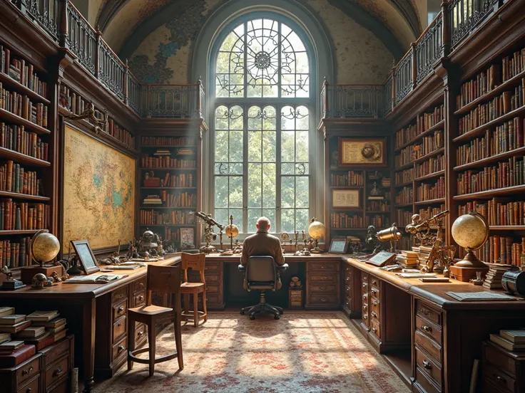 Laboratory full of books and maps