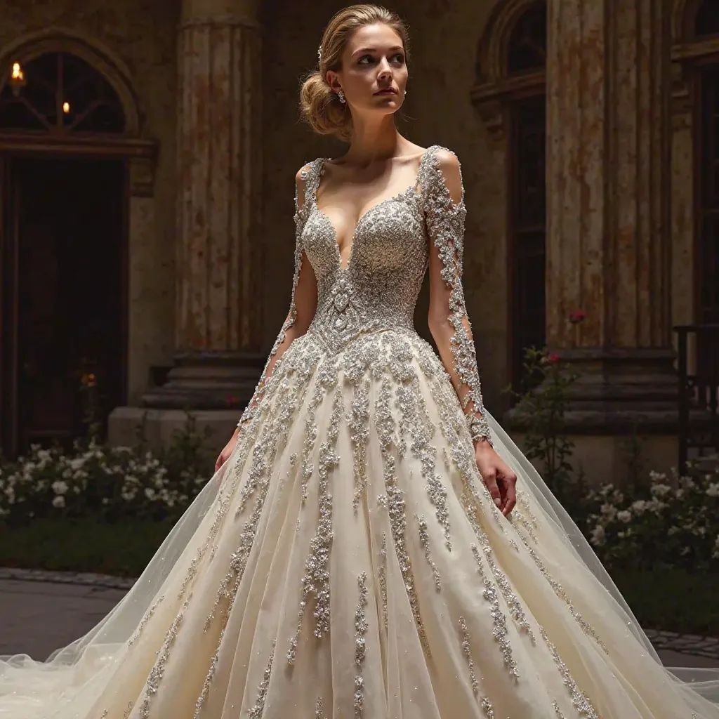 A full body wedding dress with diamonds