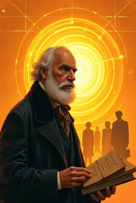 Seal Clan Image Description:

 Main Theme : The illustration focuses on Georg Cantor, the mathematician who revolutionized the understanding of infinity.
Style and Colors: The palette is composed of warm shades of orange and yellow, , creating a vibrant an...