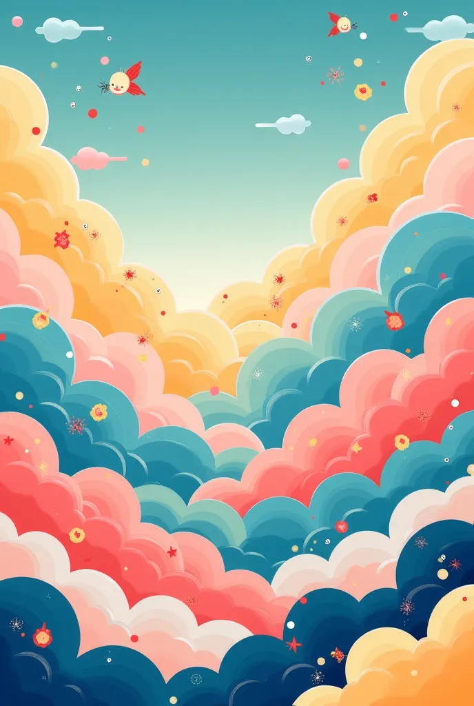 Simple and colorful Chinese-style cloud illustration