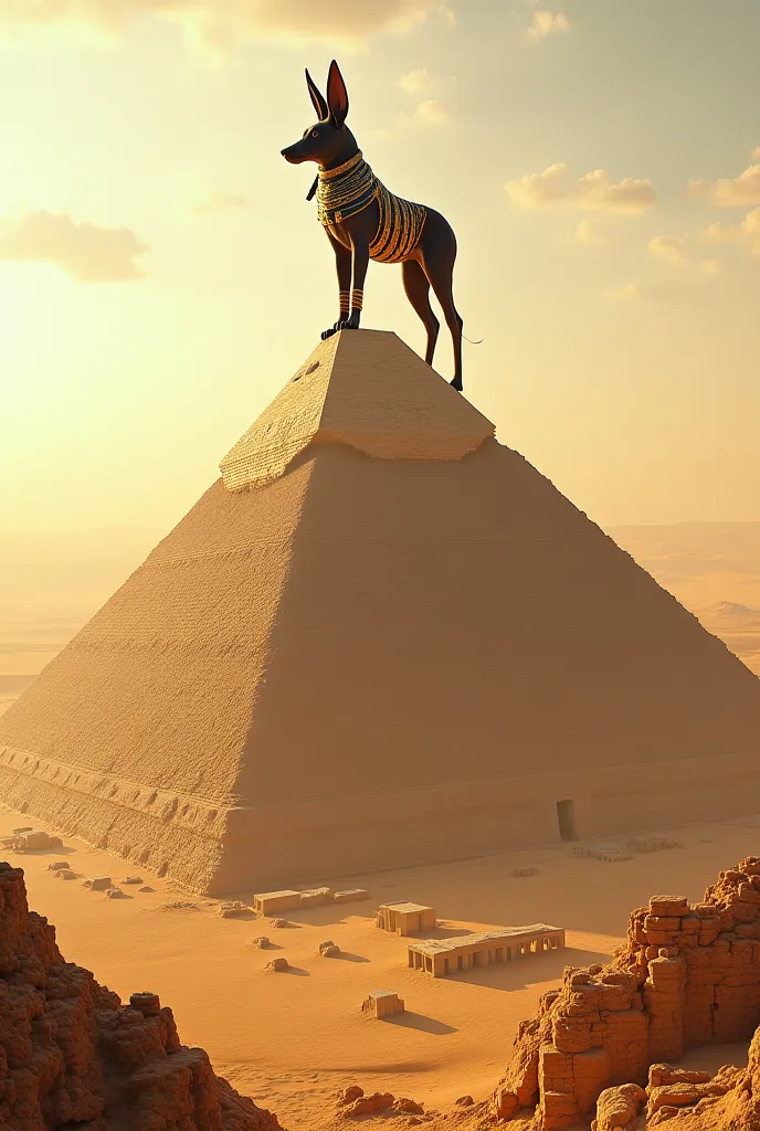 Anubis on top of the pyramid 