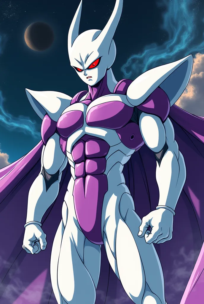 I want you to create a drawing on anime style of the character freeza from dragon ball z