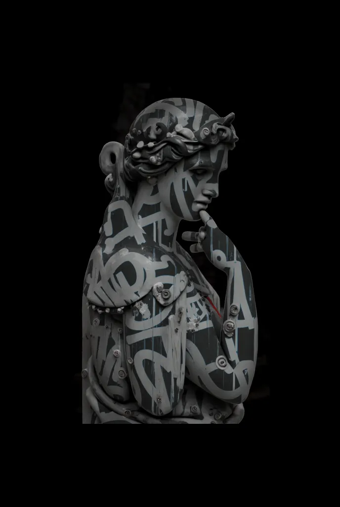 Graffiti on Greek sculpture 