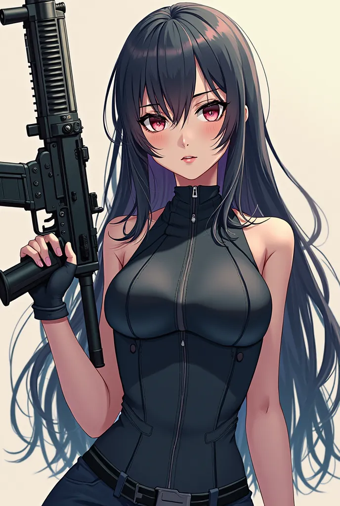 a woman with a gun and a gun in her hand, an illustration of inspired by Li Chevalier, trending on pixiv, neo-figurative, fine details. girls frontline, from girls frontline, girls frontline style, girls frontline universe, girls frontline cg, m4 sopmod ii...