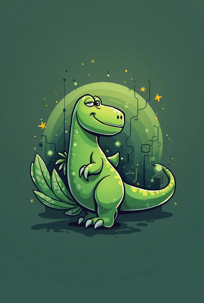 logo for a store that sells electronic products that have green dinosaur as a reference