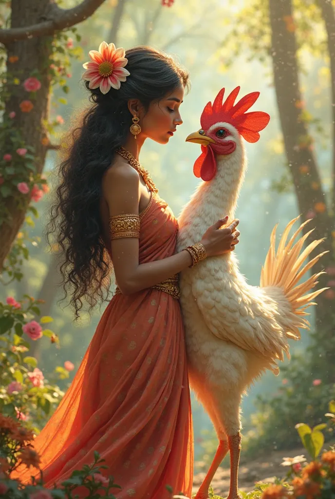 Indian woman being the girlfriend of a humanoid chicken