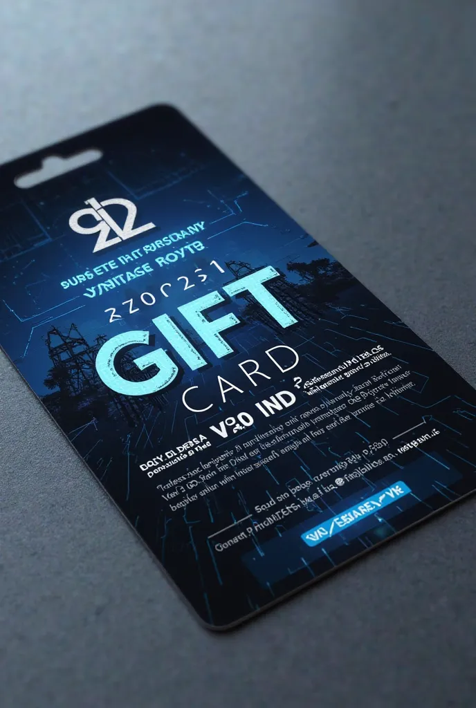 A professional physical Gift Card for a 3D design company specializing in high-voltage electrical substations. The card has a modern, minimalistic design with an 85.6mm x 54mm size (similar to a credit card).

Front side:

Background featuring high-voltage...