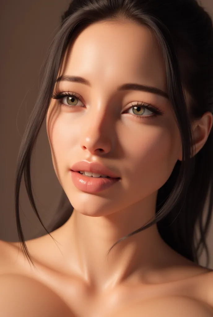 realistic:1.3,RAW Photography:1.3,masterpiece、highest quality、Ultra - High resolution, symmetrical close up portrait, realistic skin, Beautiful high-ranking woman witch, glow up make up,  charming woman, seducing, seductive looking, seduce, pleasure moanin...